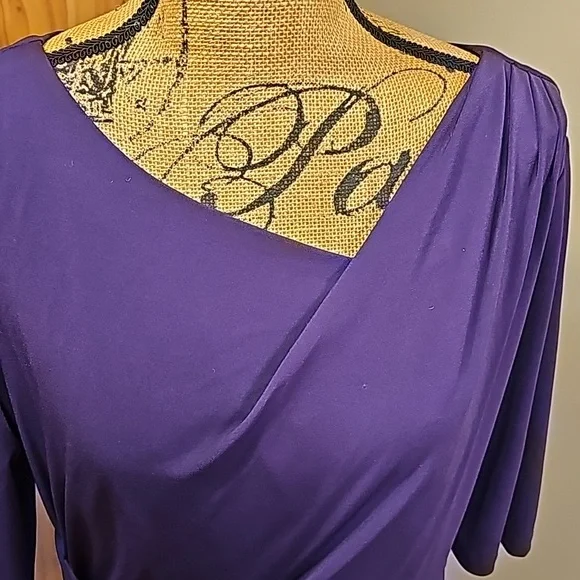 Size 14 connected apparel new without tags purple 3/4 length sleeve dress - Picture 3 of 11